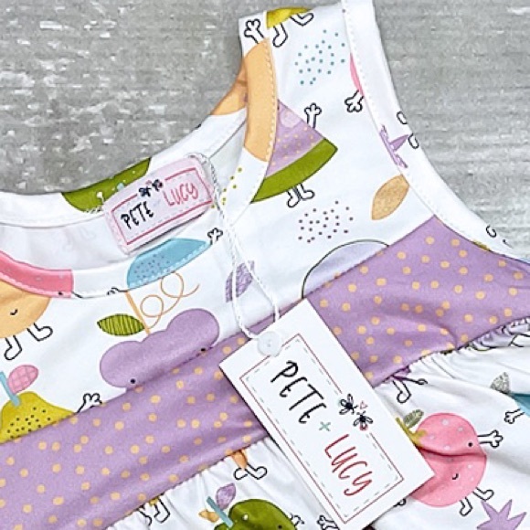 Infant girl 9/12 Funny Fruits Summer Romper Multicolored Milky Silk Fabric - Picture 2 of 6